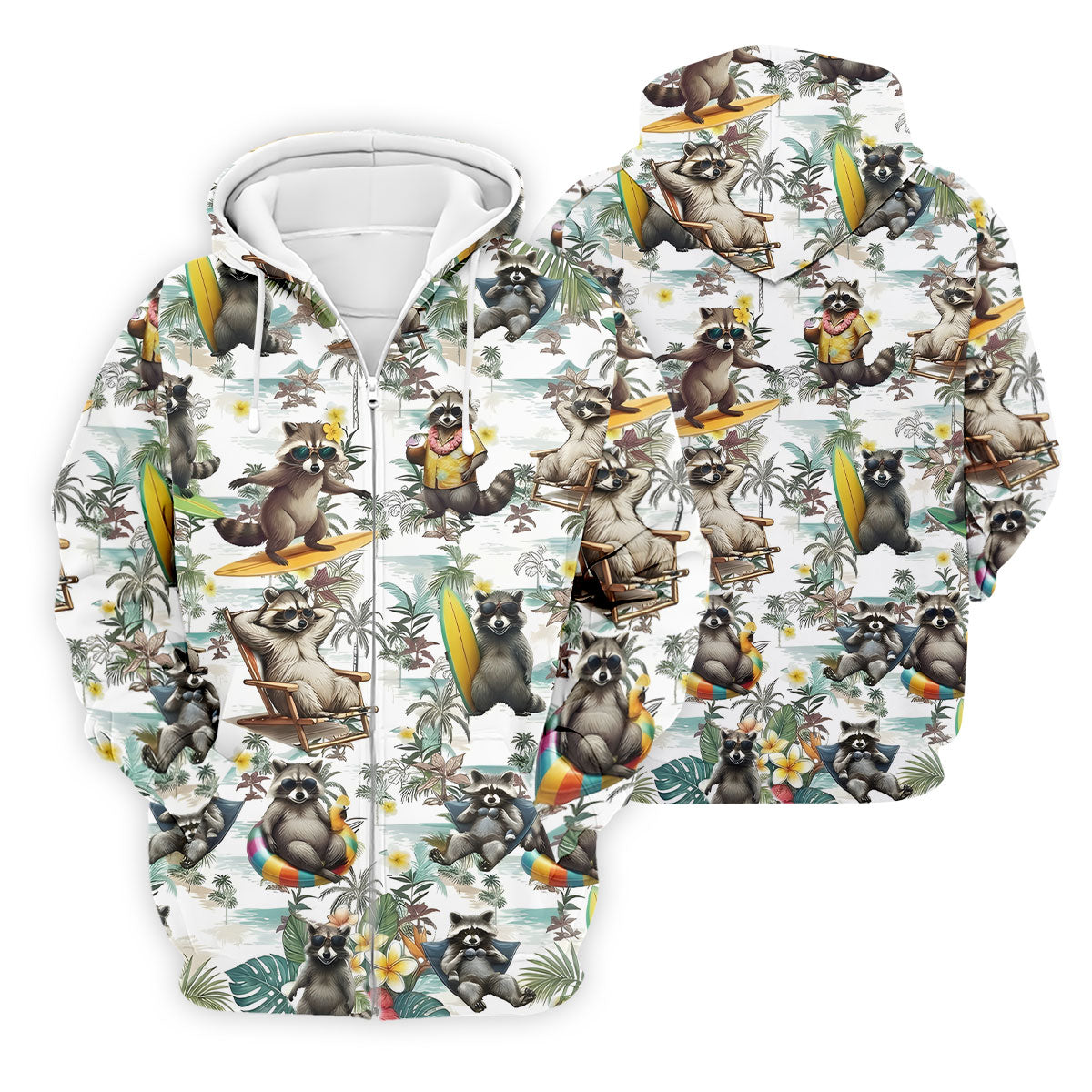 Raccoon Beach Vacation Hawaiian Shirt, Hawaiian Shirt For Men, Tropical Button Up Shirt