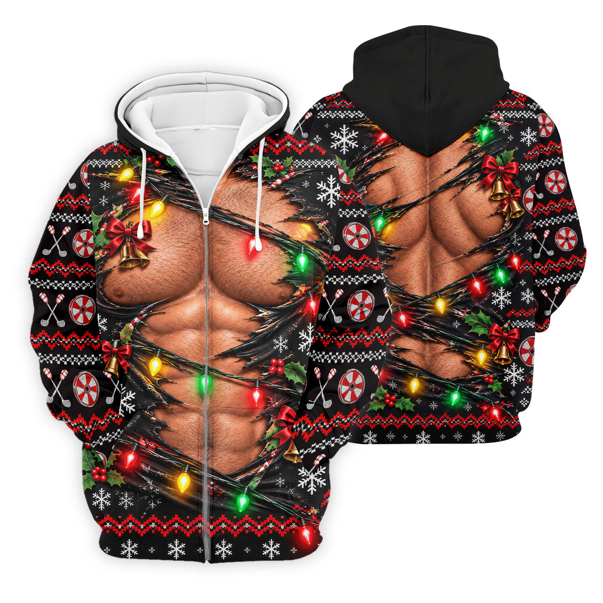 Christmas Ripped Muscle Polo Shirt, Christmas Golf Shirt For Men, Mens Golf Apparel