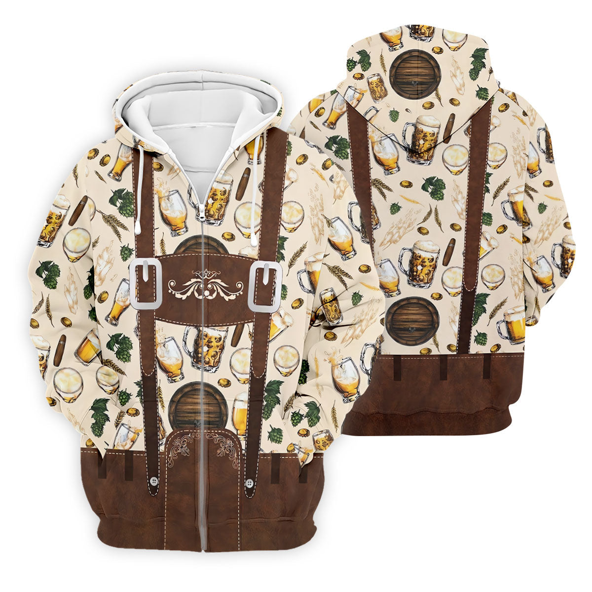 Oktoberfest Lederhosen Beer Pattern Golf Polo Shirt, Hawaiian Golf Shirt, Mens Golf Polo