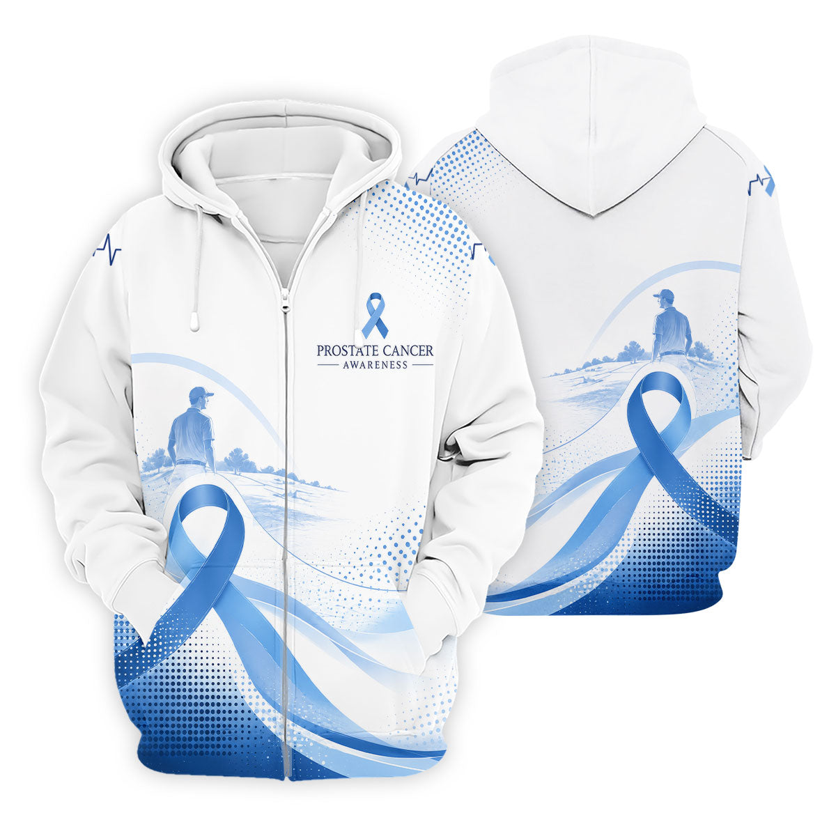 Blue Ribbon Golfer Prostate Cancer Awareness Polo Shirt, Golf Shirts For Men