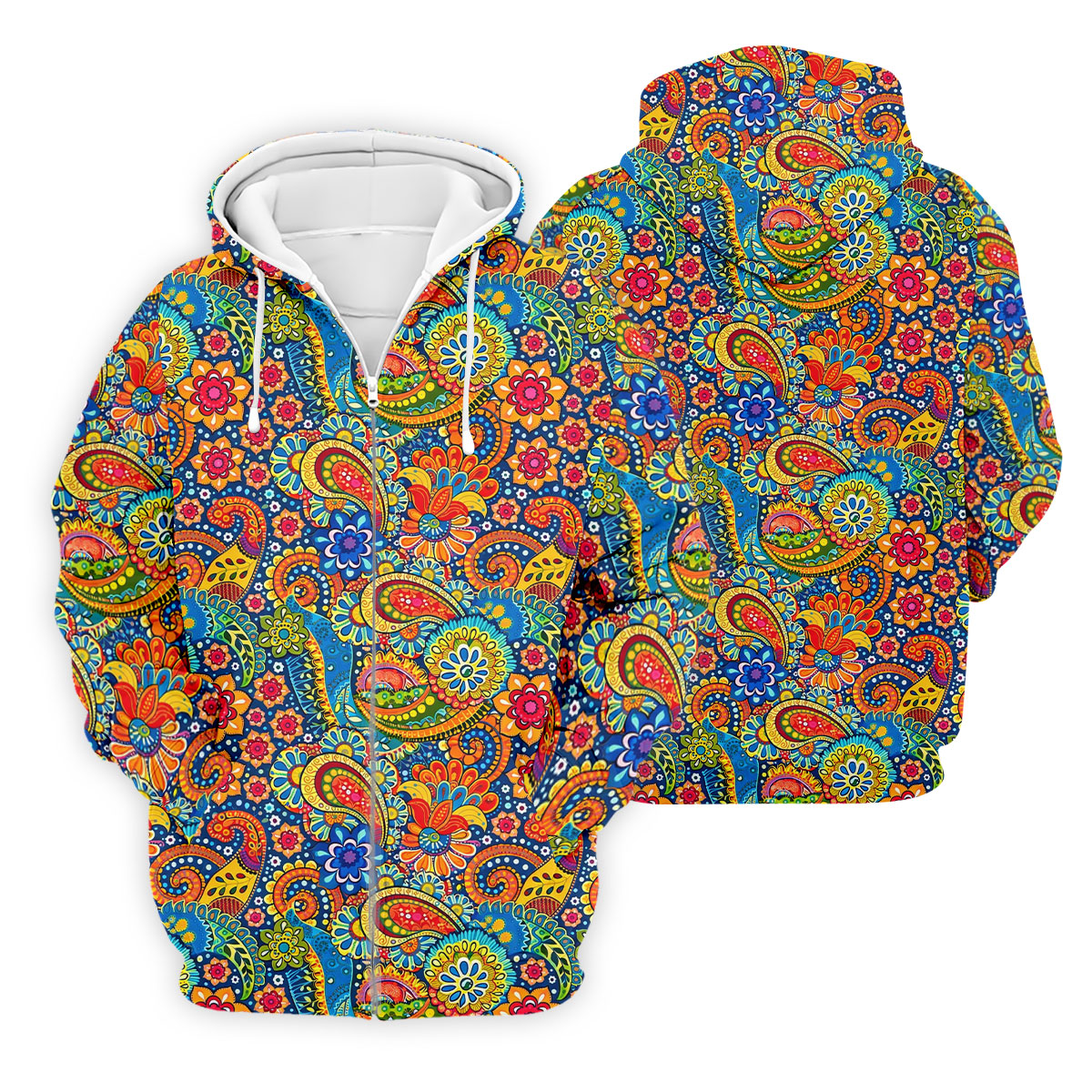 Colorful Floral Paisley Pattern Polo Shirt, Hawaiian Golf Shirt, Mens Golf Apparel
