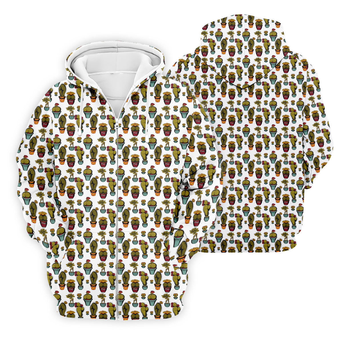 Cute Potted Cactus Pattern Golf Polo Shirt, Golf Apparel For Men, Printed Golf Shirts