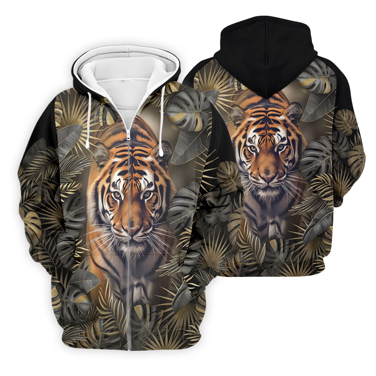 Majestic Tiger Tropical Golf Polo Shirt, Men's Golf Shirt, Golf Polo Shirts For Men