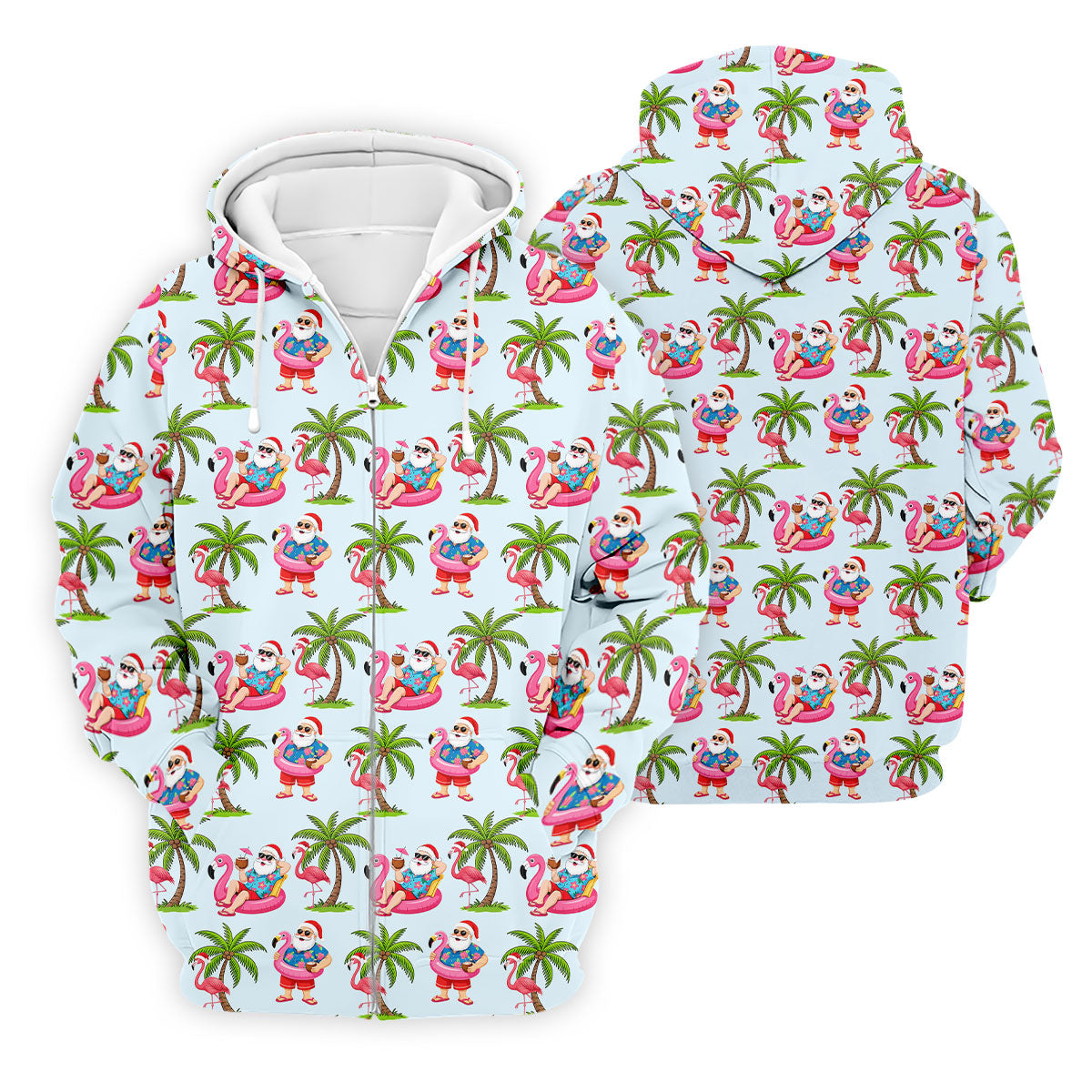 Flamingo Float Santa Christmas Golf Shirt, Men's Golf Shirt, Hawaiian Golf Shirt, Printed Golf Shirts