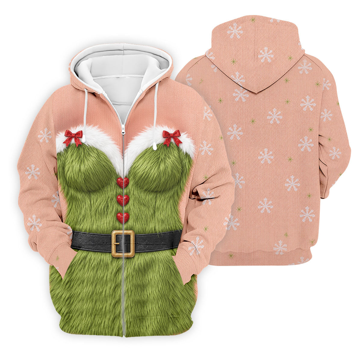 Funny Green Furry Christmas Costume Polo Shirt, Mens Golf Polo, Golf Apparel For Men