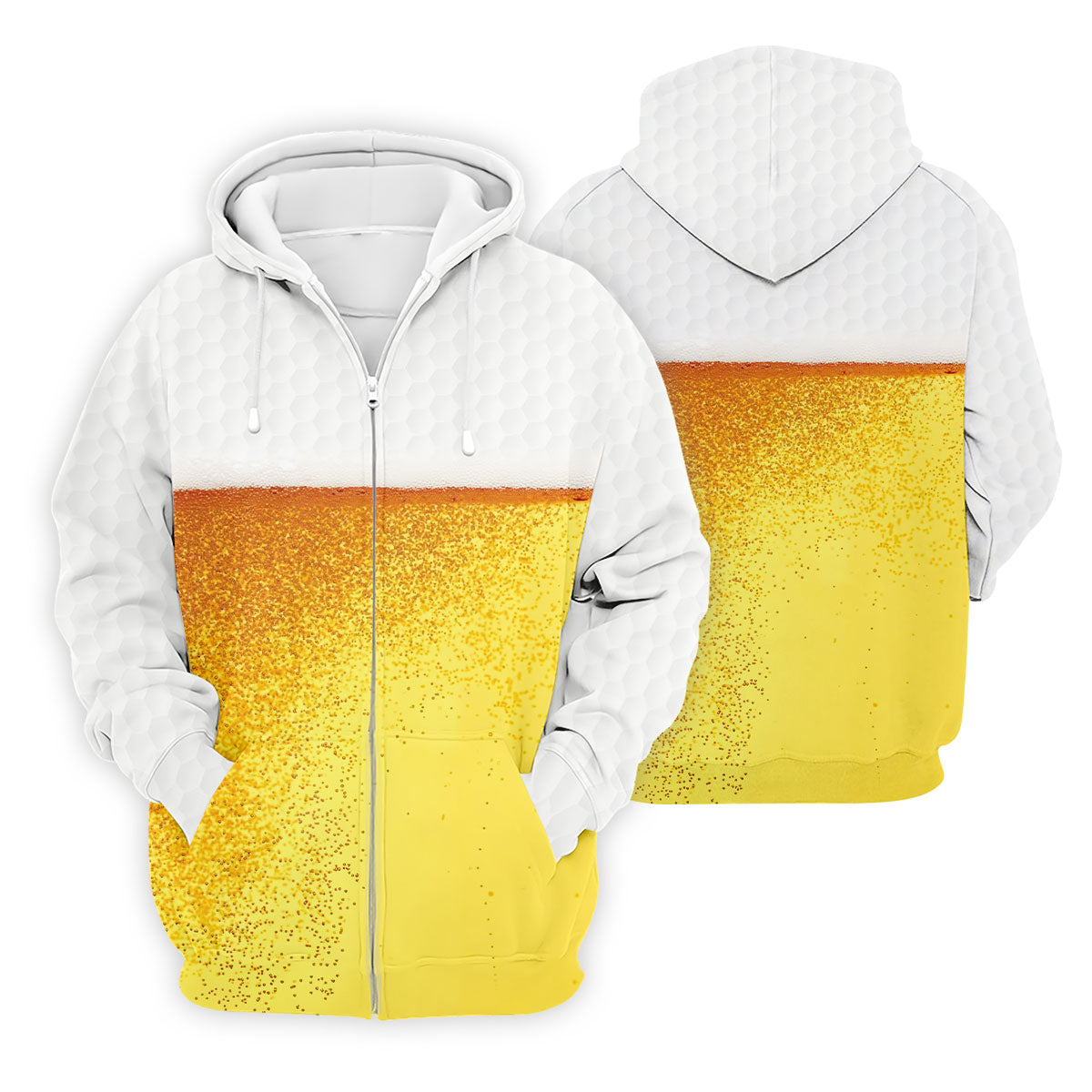 Cold Beer Print Golf Shirt, Beer Glass Pattern Design, Golf Shirts For Men