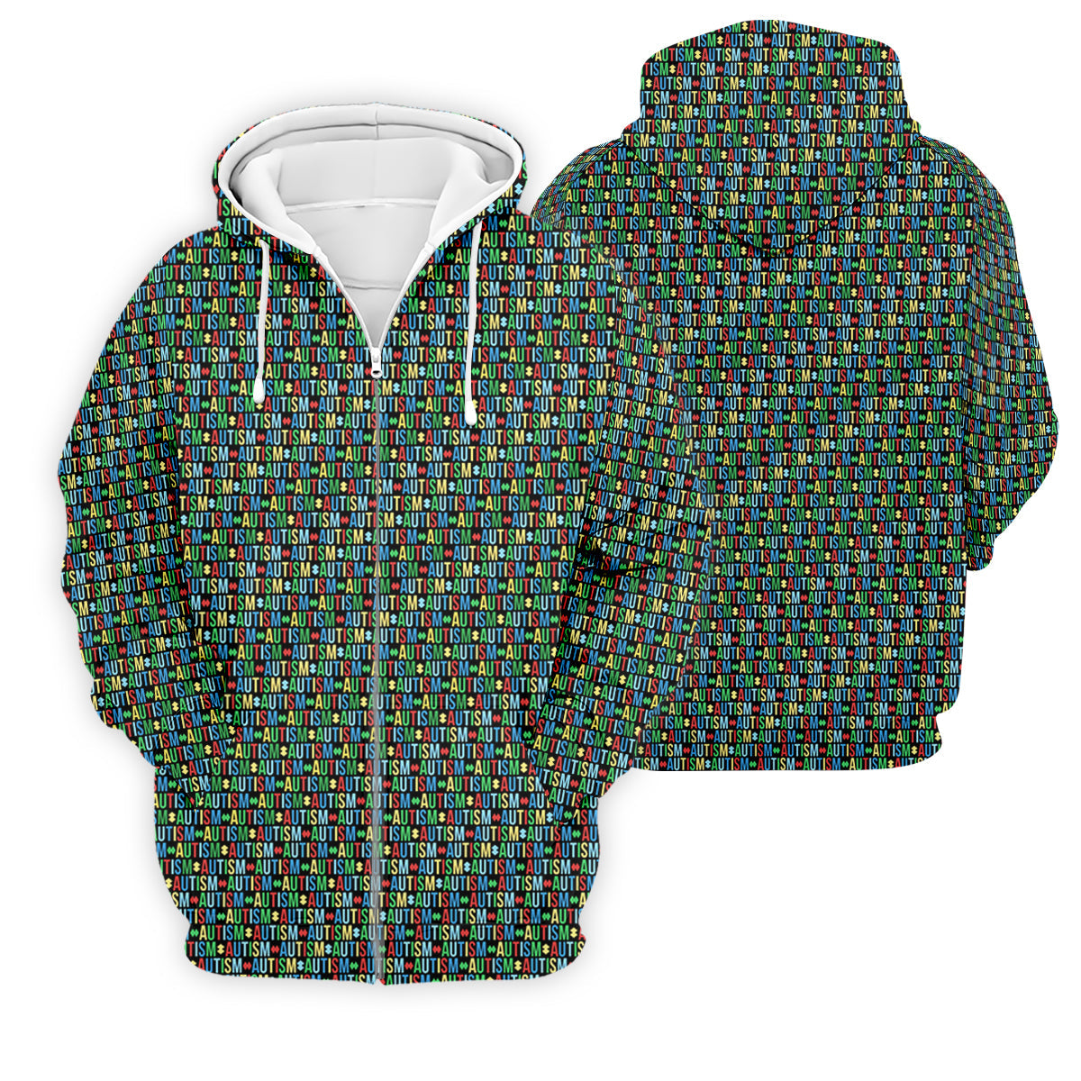 Autism Awareness Colorful Letters Seamless Pattern Golf Tops For Men, Polo Shirts For Men