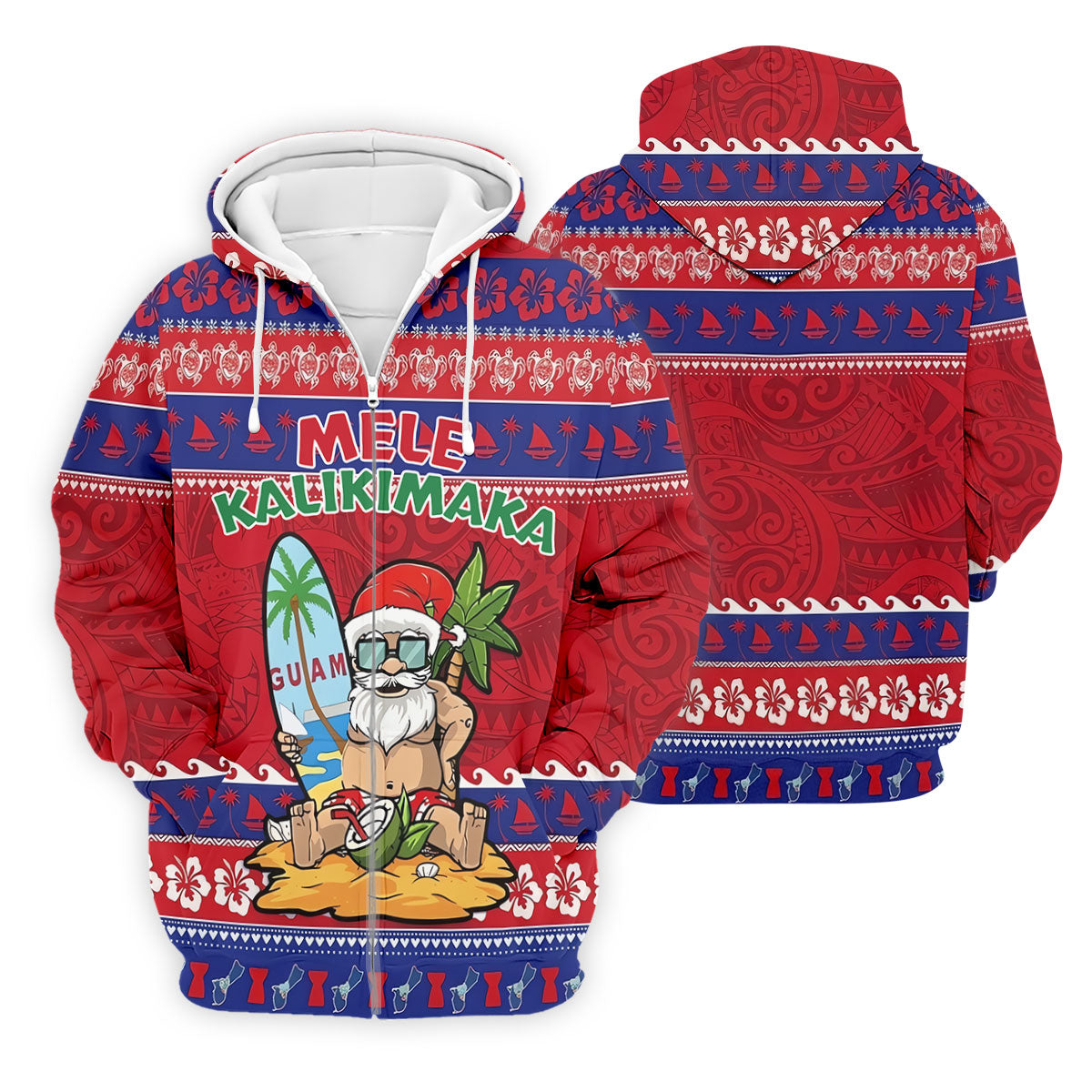 Tropical Santa Mele Kalikimaka Christmas Golf Shirt, Men's Golf Shirt, Hawaiian Golf Shirt, Printed Golf Shirts