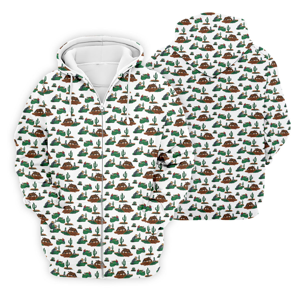 Western Golf Course Pattern Polo Shirt, Printed Golf Shirts, Golf Polo Shirts For Men