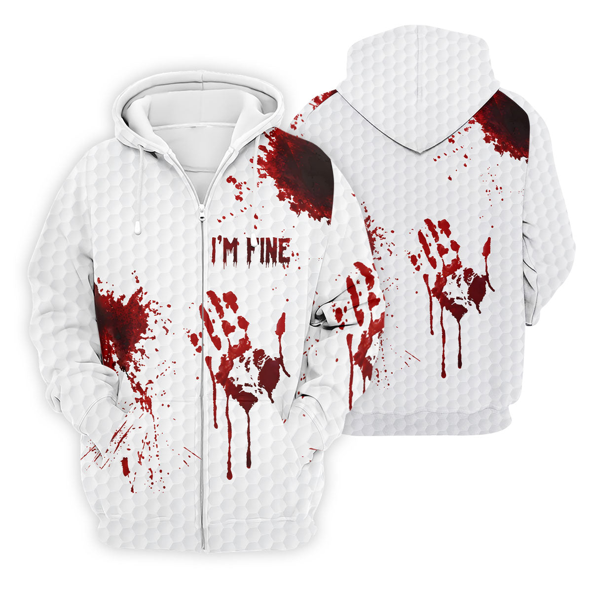 I'm Fine Bloody Halloween Golf Polo Shirt, Golf Polo Shirts For Men, Printed Golf Shirts