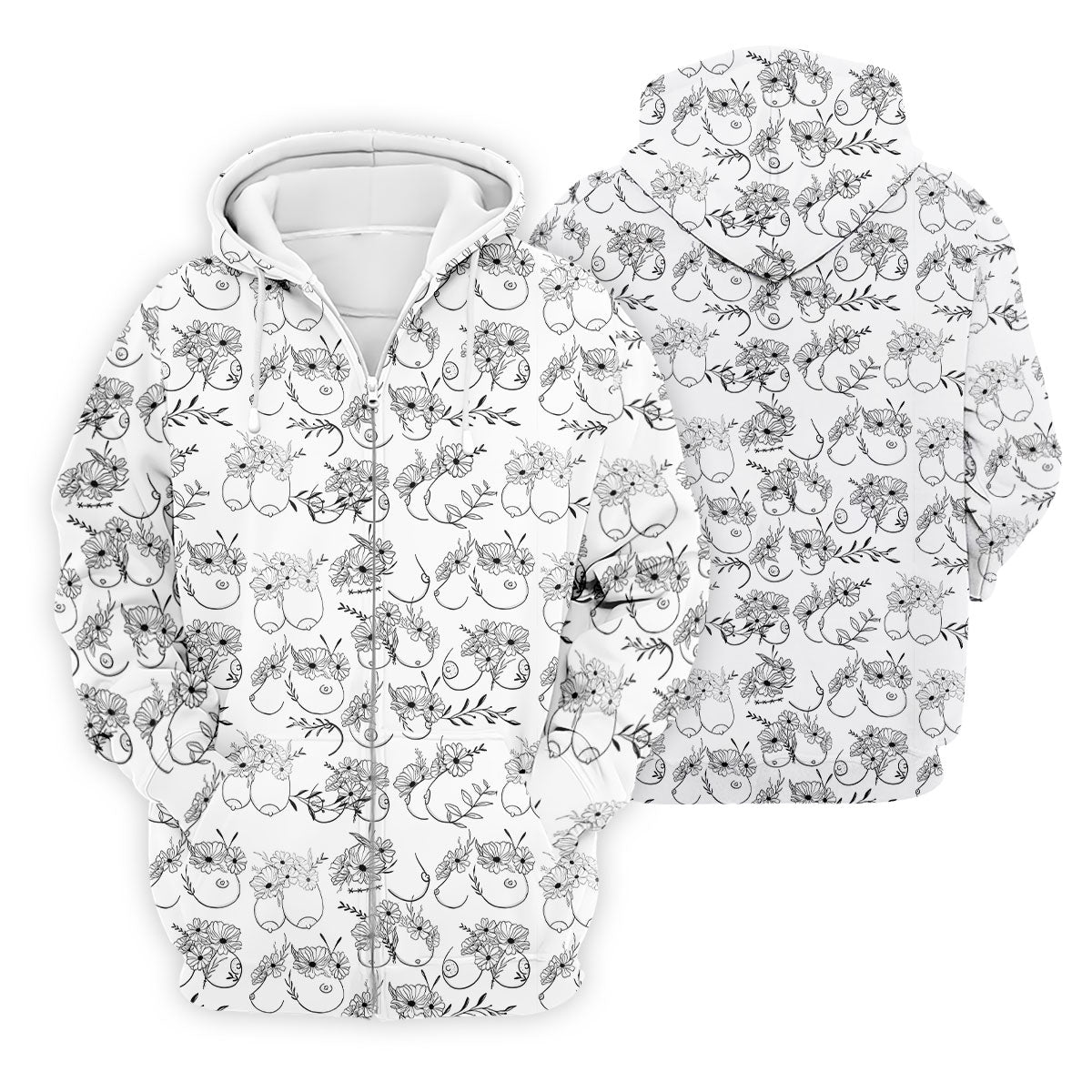 Floral Boobs Line Art Golf Polo Shirt, Men’s Golf Polo, Golf Tops For Men