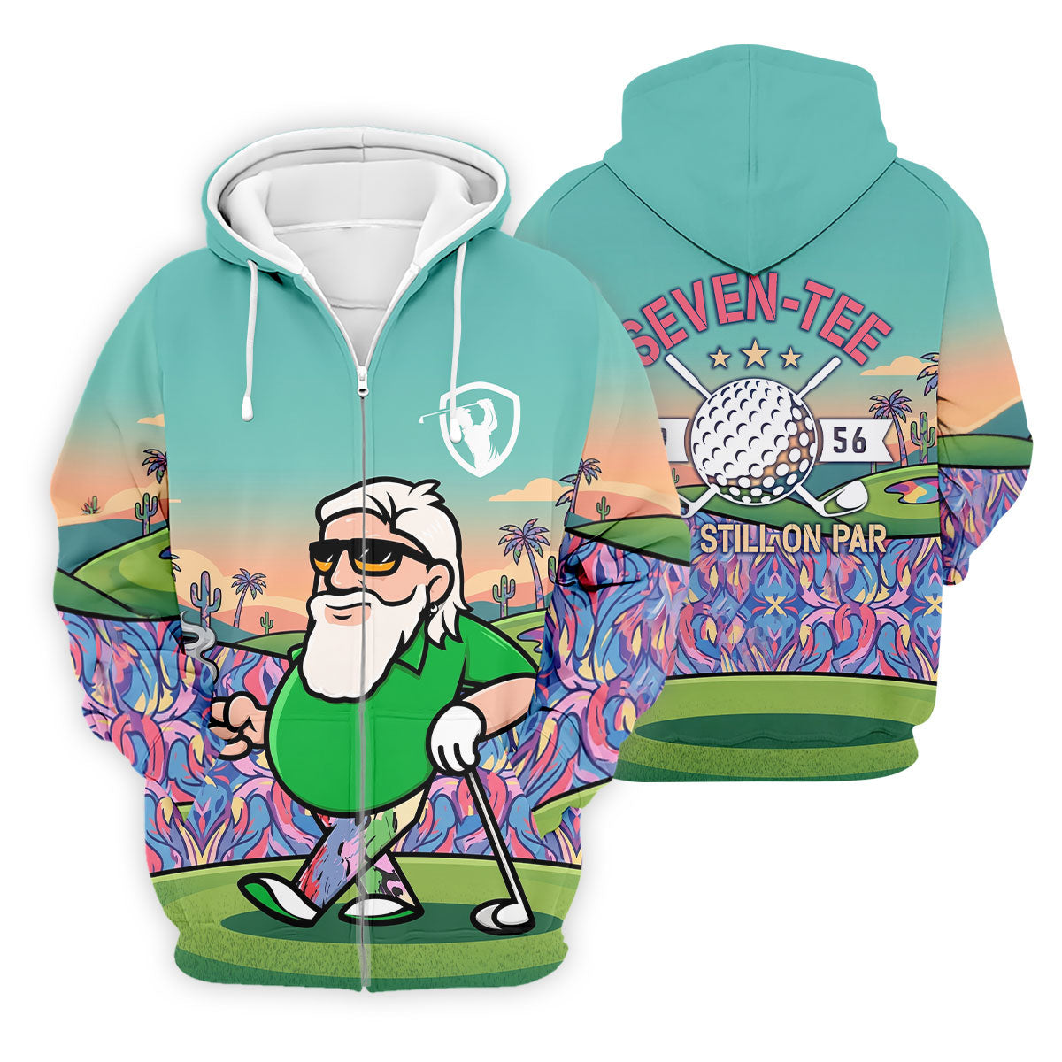 Retro Desert Bearded Golfer Men's Golf Shirt, Hawaiian Golf Shirt, Mens Golf Apparel
