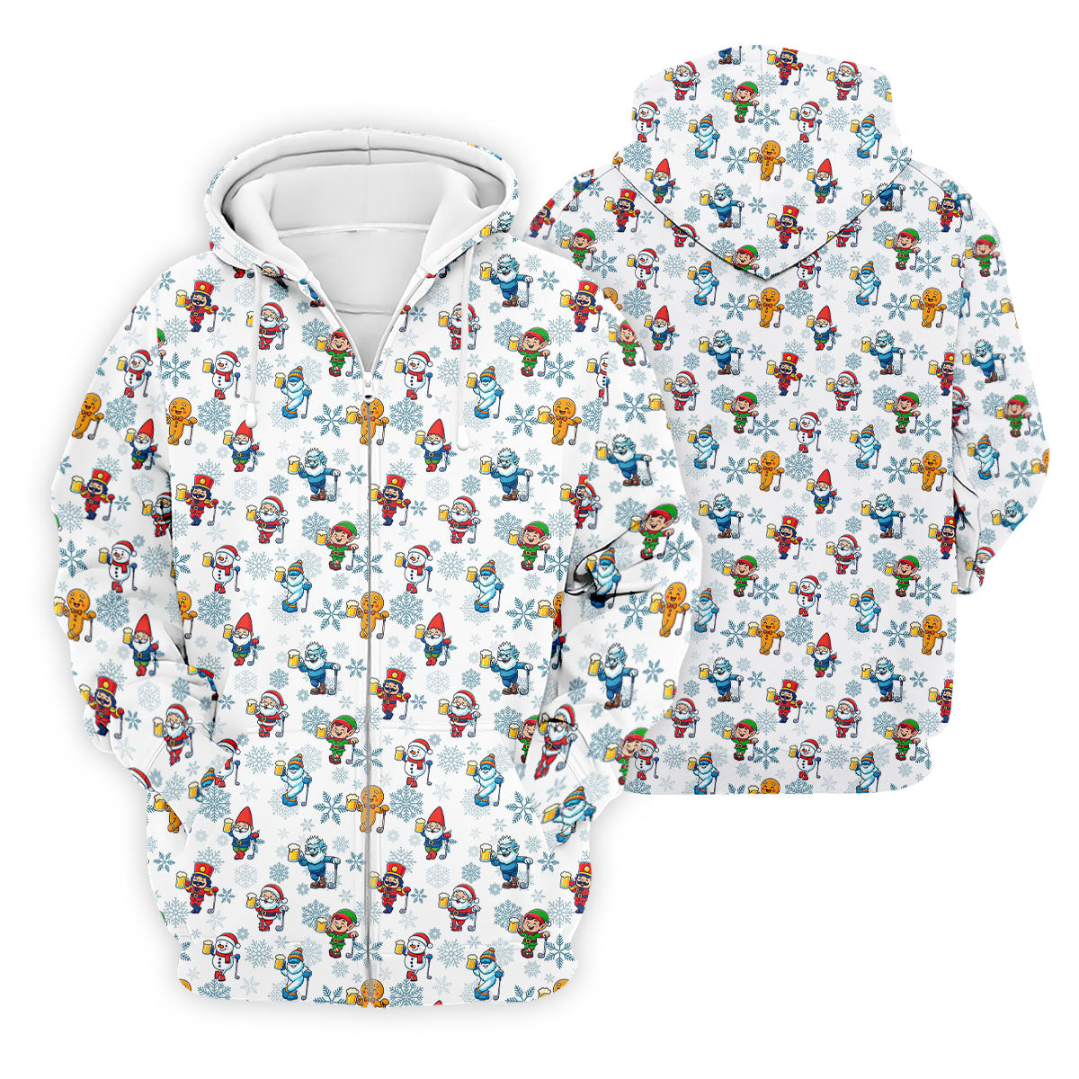 Christmas Characters Golf And Beer White Men's Funny Golf Shirts, Christmas Golf Shirt, Polo Shirts For Men