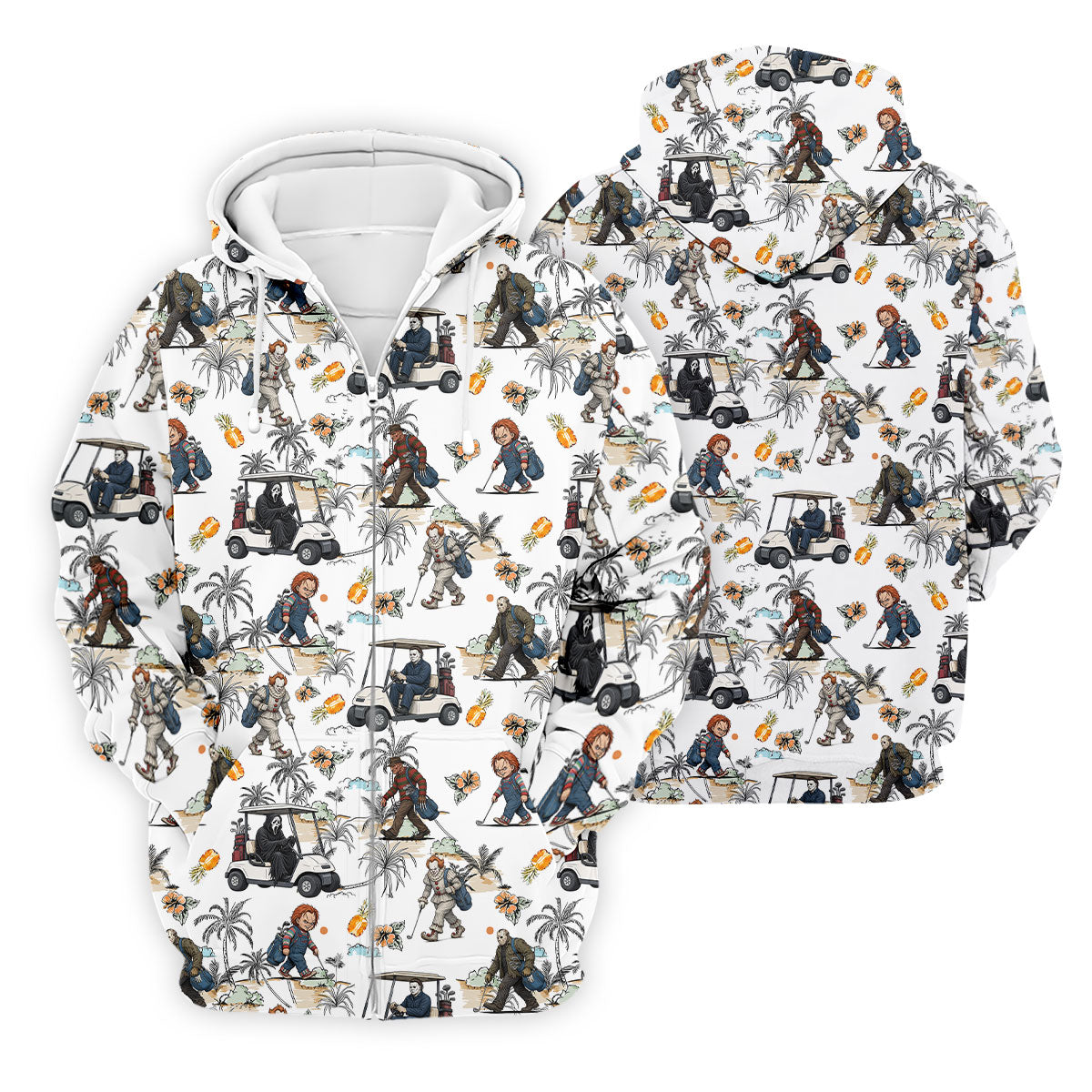 Golfing Horror Character Halloween Golf Shirt, Golf Polo Shirts For Men, Printed Golf Shirts