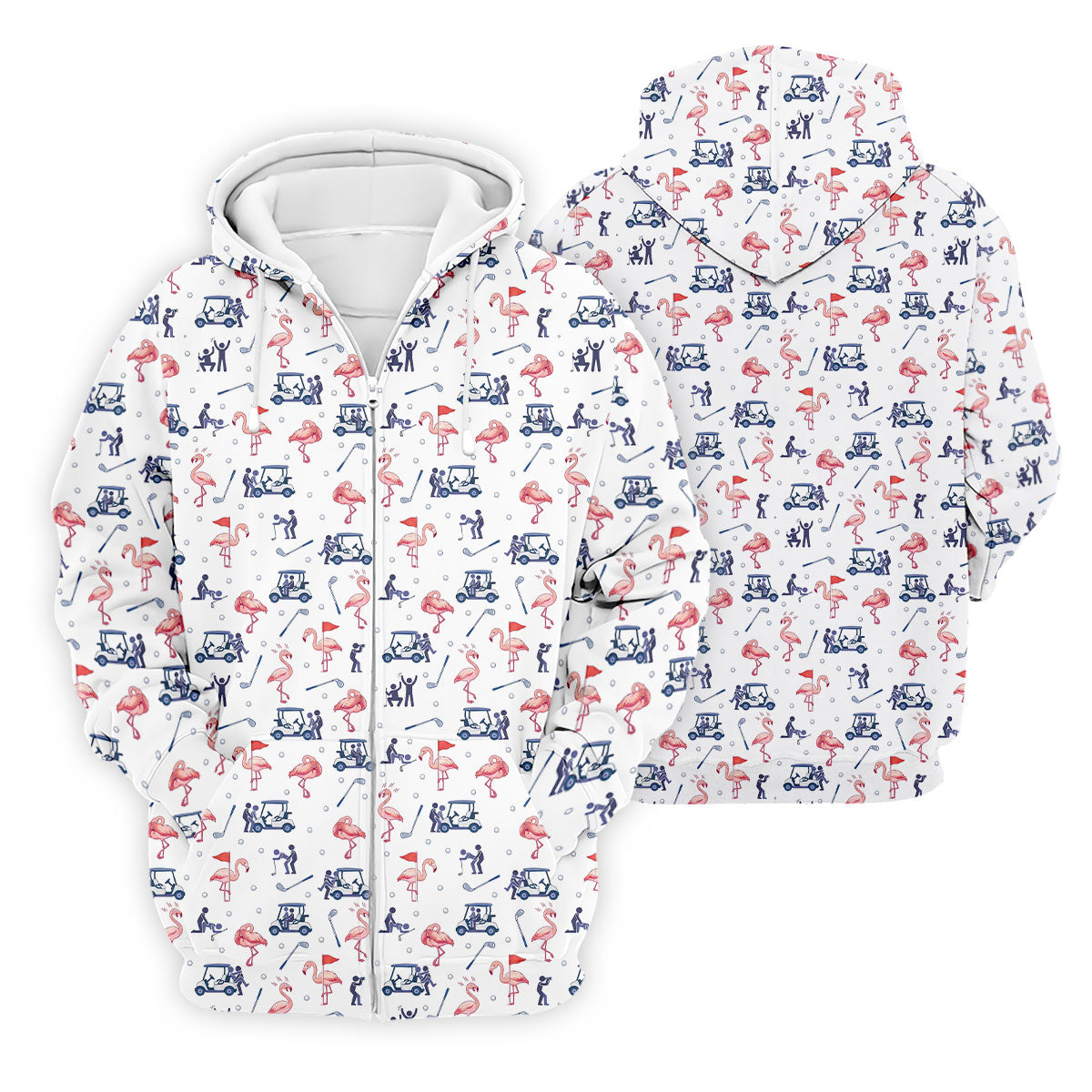 Flamingo Funny Golf Pattern Polo Shirt, Men's Golf Shirt, Golf Apparel For Men