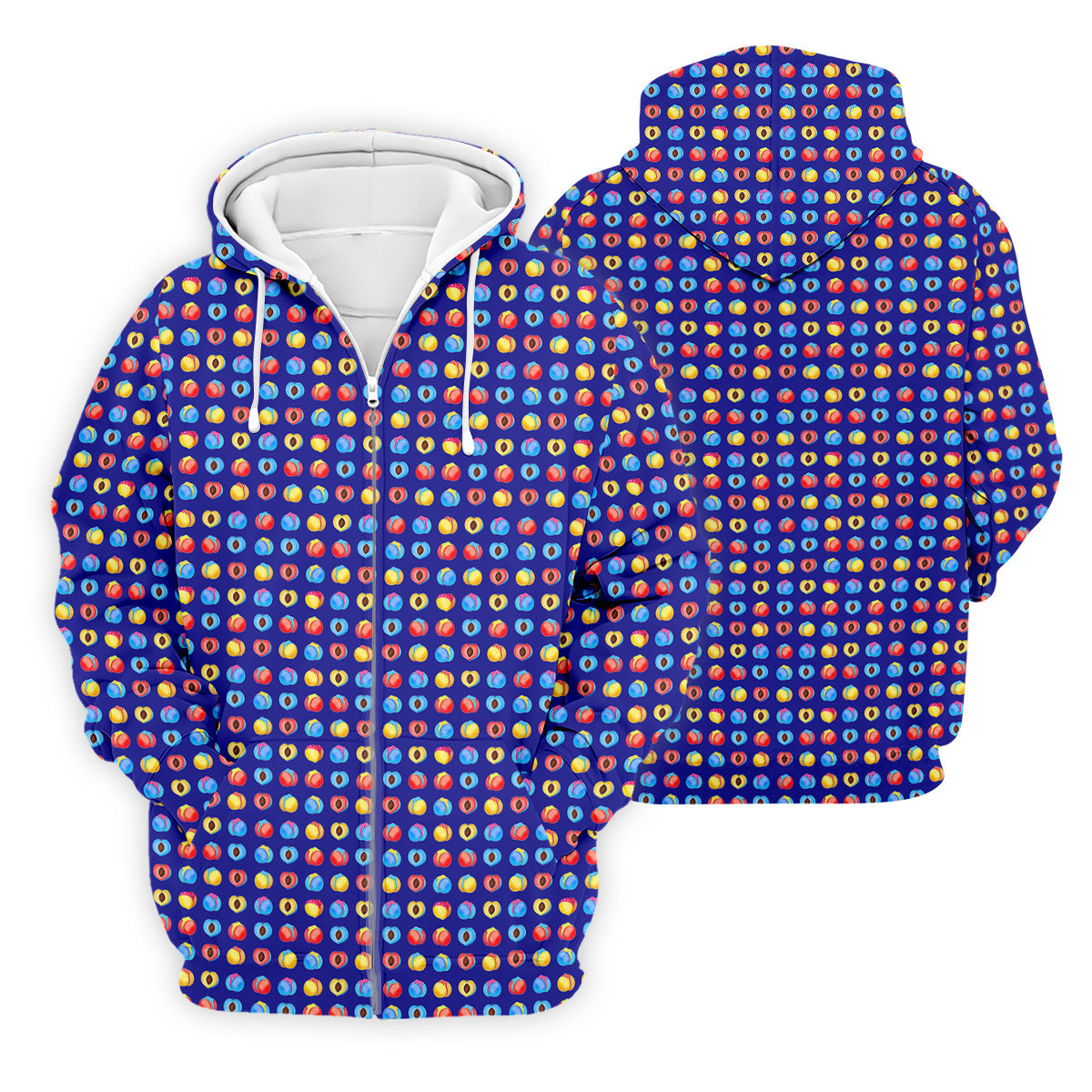 Funny Peach Emoji Pattern Golf Polo Shirt, Men's Golf Polo Shirt, Novelty Golf Shirts For Men