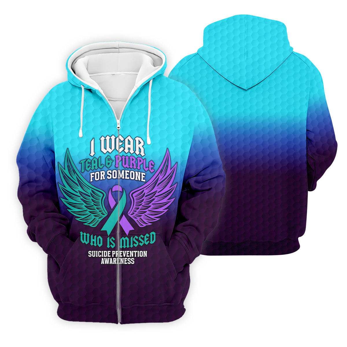 I Wear Teal And Purple Suicide Prevention Awareness Mens Golf Polo, Mens Golf Polo