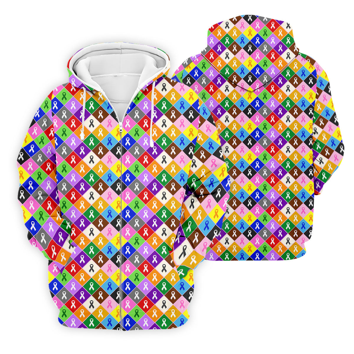 Colorful Awareness Ribbon Breast Cancer Golf Polo, Mens Golf Shirts, Printed Golf Shirts