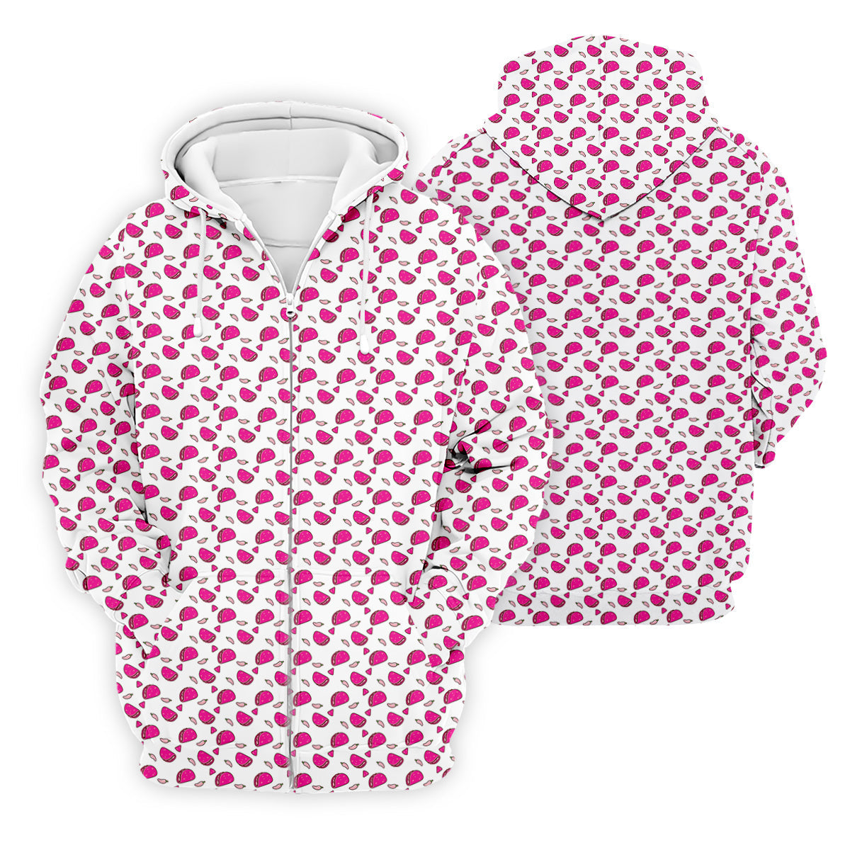 The Pink Taco Seamless Pattern White Golf Shirt, Golf Tops For Men, Tacos Lover Golf Gift For Men