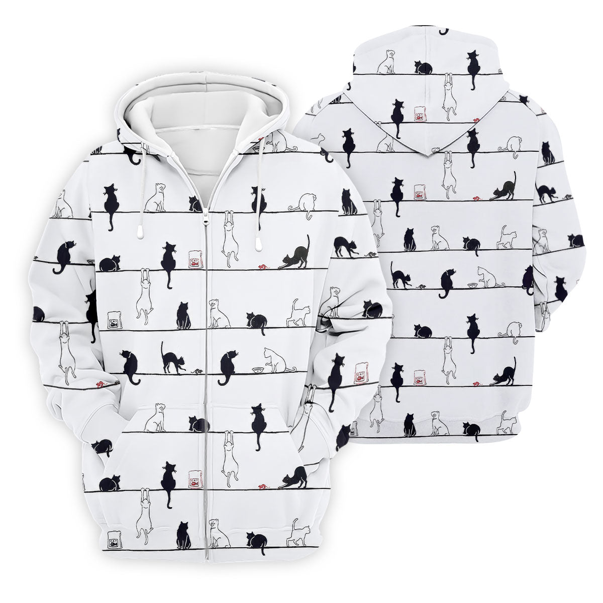 Cute Black and White Cats Pattern Golf Shirt, Men's Golf Shirt, Golf Polo Shirts For Men