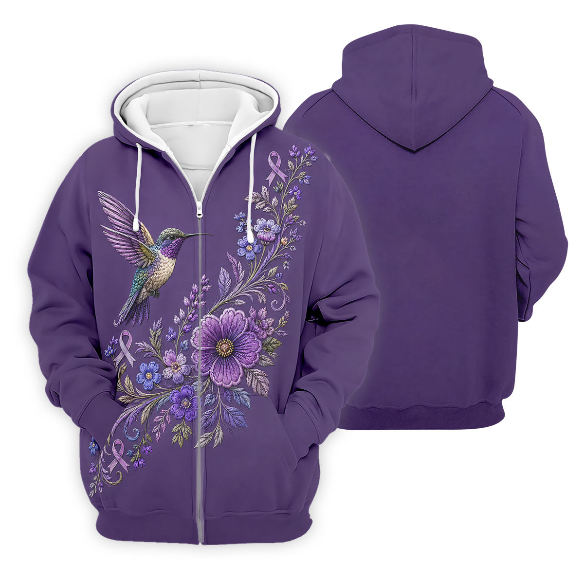 Cancer Awareness Purple Ribbon Floral Polo Shirt, Mens Golf Polo, Golf Shirts For Men