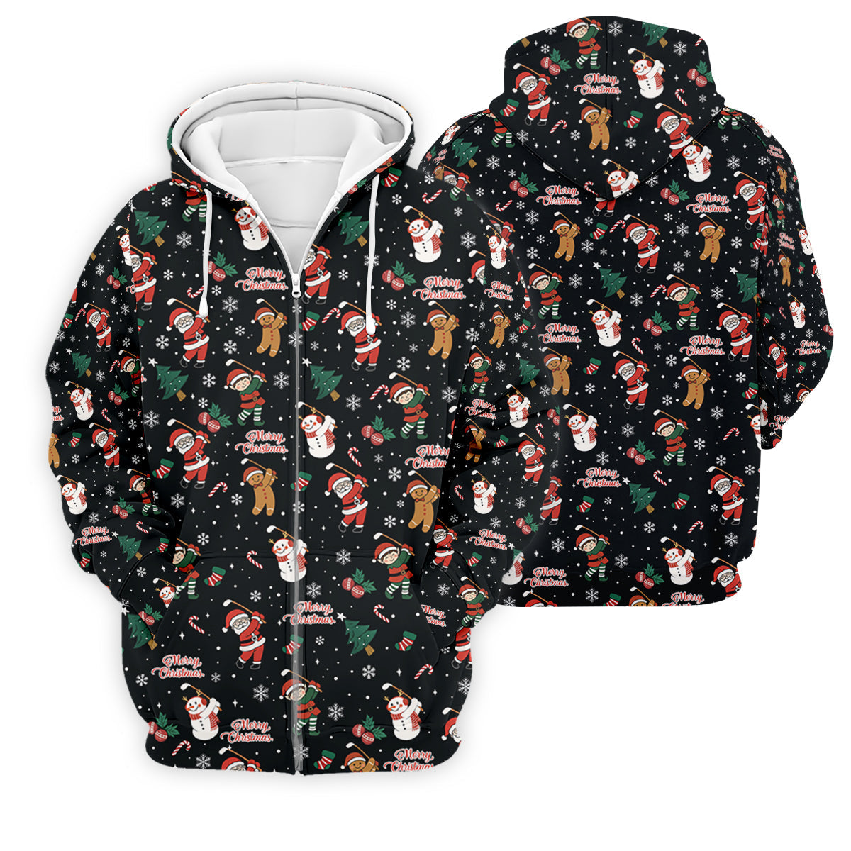 Merry Xmas Santa Gingerbread Snowman Golf Tops For Men, Christmas Golf Shirt, Fun Golf Shirts For Men