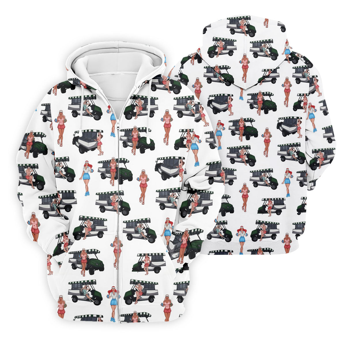 Golf Cart Girls Pattern Golf Polo Shirt, Hawaiian Golf Shirt, Mens Golf Apparel