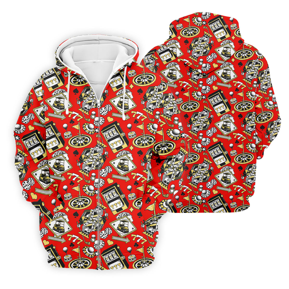 Casino Golf Pattern Red Hawaiian Golf Polo Shirt, Mens Golf Polo, Polo Shirts For Men