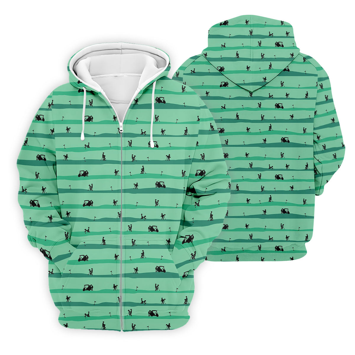 Funny Golf Couple Silhouette Pattern Polo Shirt, Golf Shirts For Men, Mens Golf Apparel