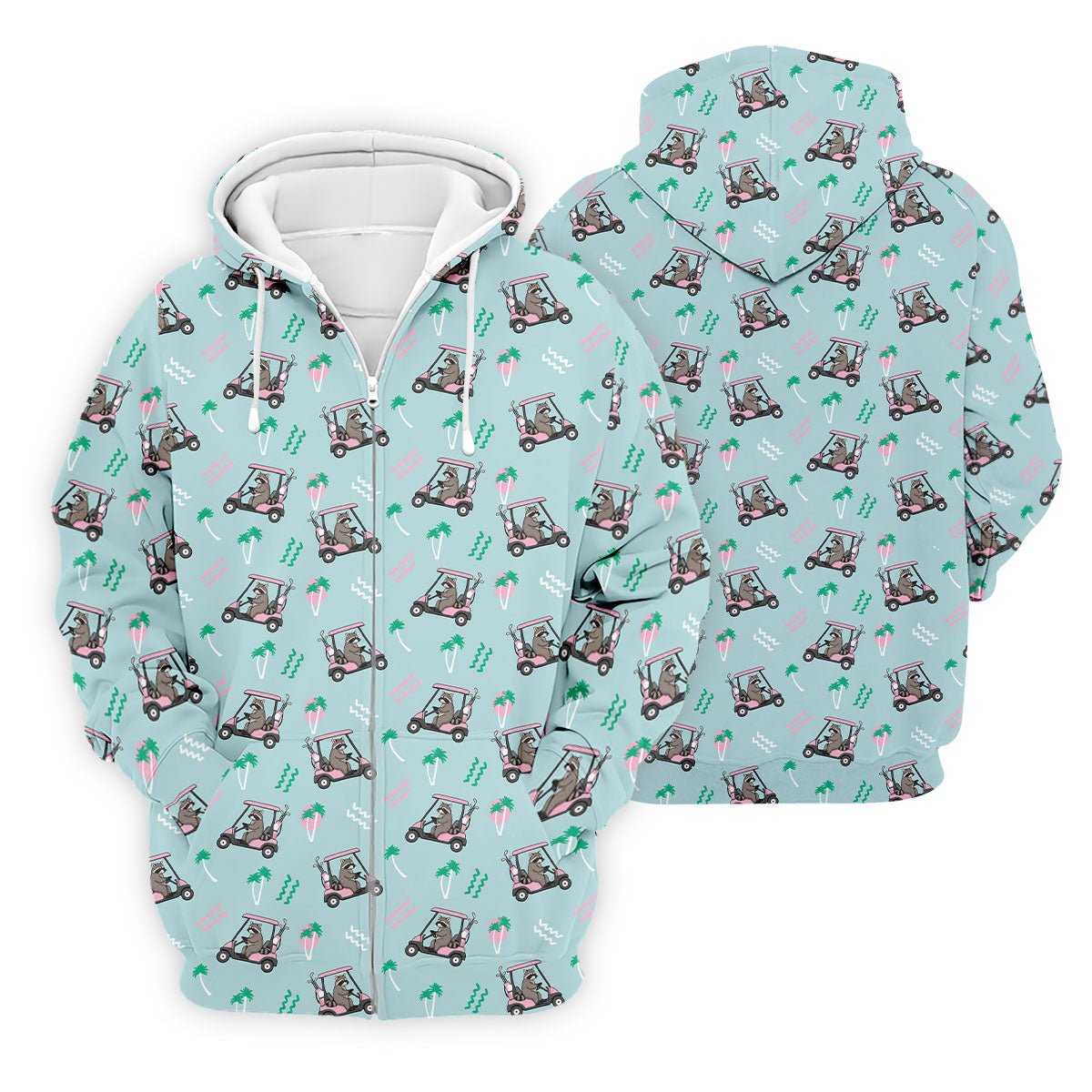 Funny Raccoon Golf Cart Tropical Polo Shirt, Hawaiian Golf Shirt, Golf Shirts For Men