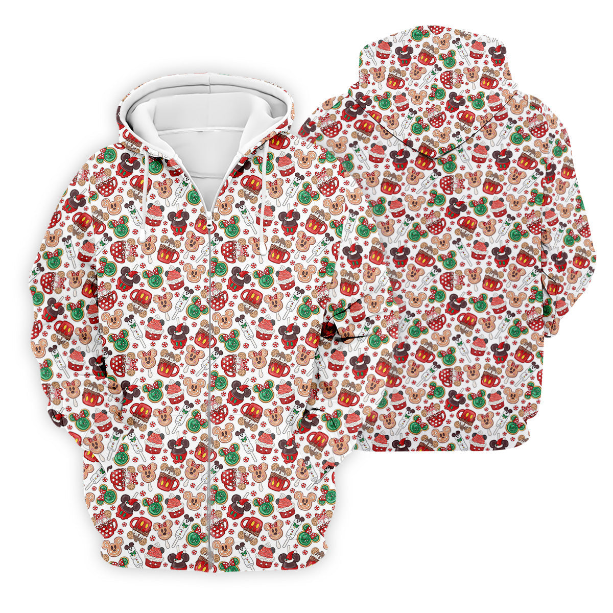 Cute Christmas Dessert Pattern Golf Tops For Men, Cartoon Character Polo Shirts For Men, Christmas Golf Shirt
