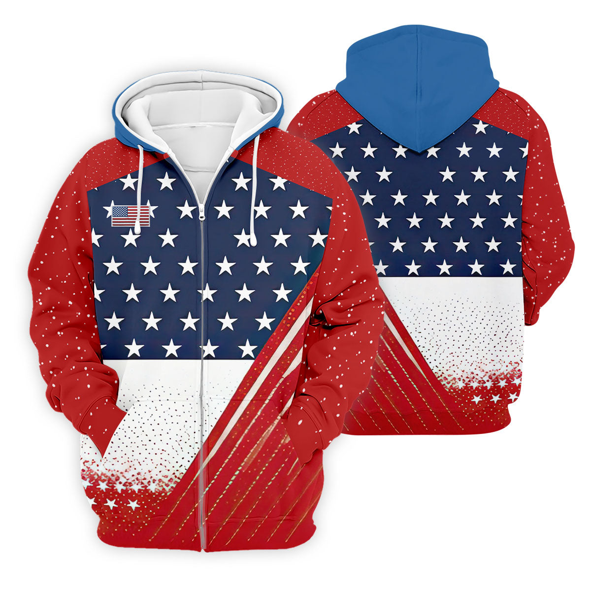 White Star Patriotic 4th Of July American Flag Golf Polo Shirt, Patriotic Golf Shirt, Golf Shirts For Men
