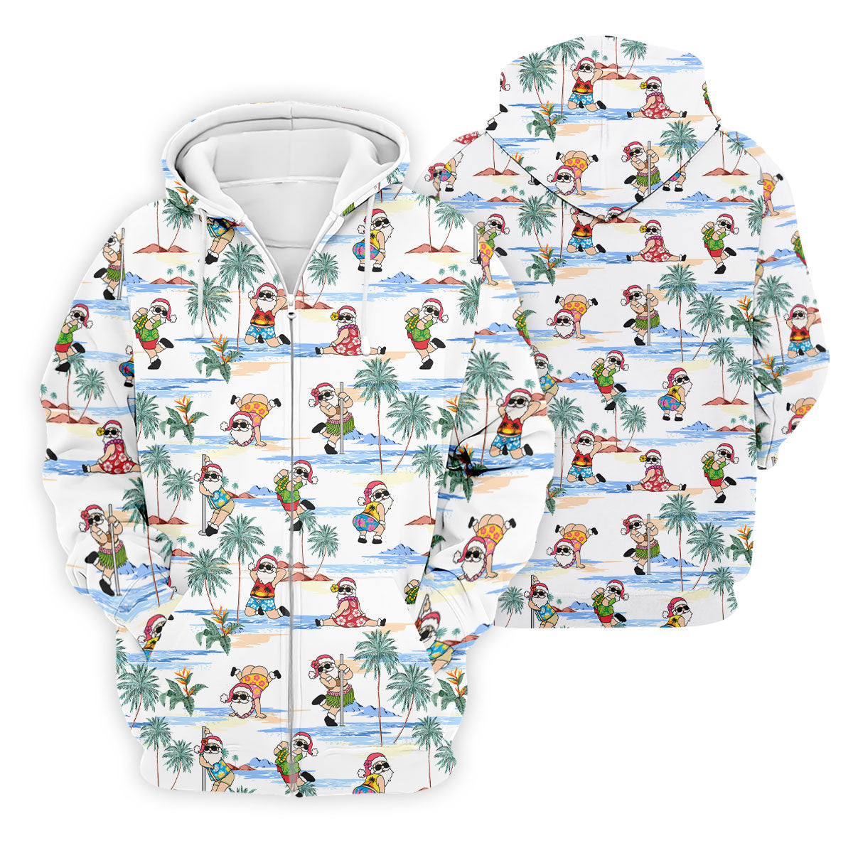 Beach Party Santa Christmas Golf Shirt, Men's Golf Shirt, Printed Golf Shirts, Hawaiian Golf Shirt