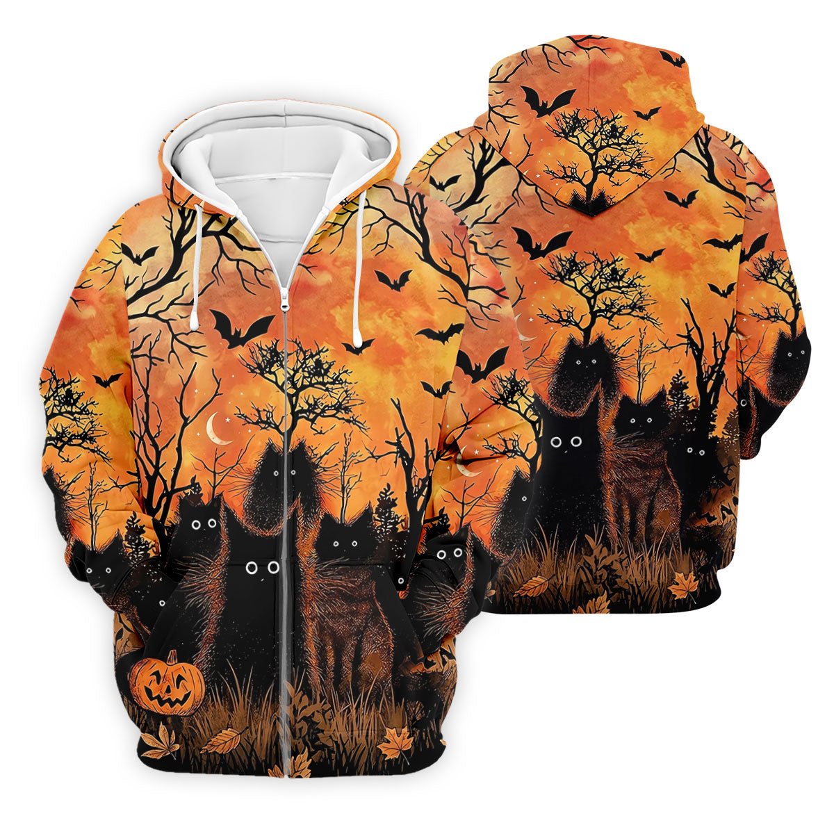 Spooky Black Cat Halloween Golf Polo Shirt, Men's Golf Shirts, Hawaiian Golf Shirt