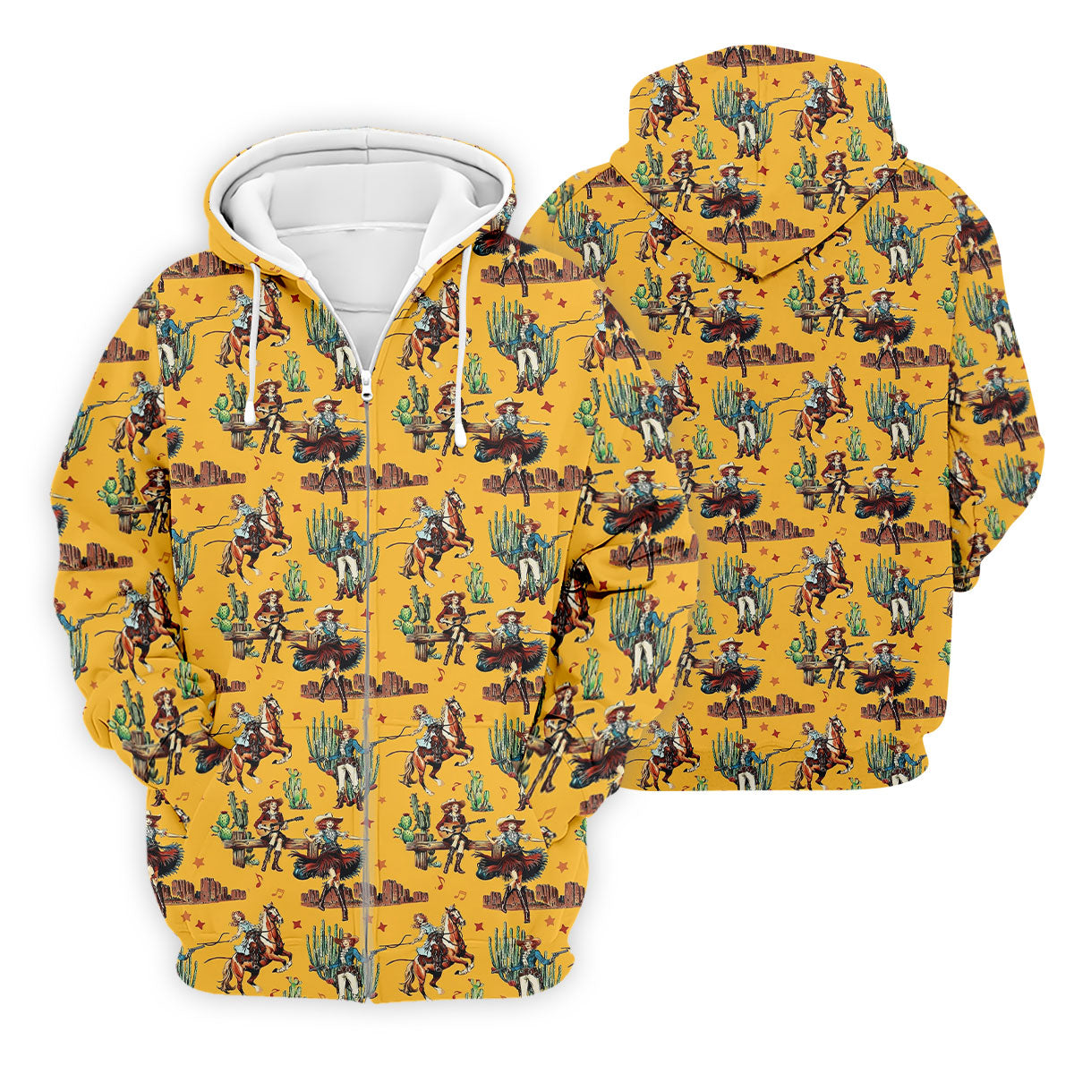 Yellow Cowboy Rodeo Desert Western Hawaiian Golf Shirt, Men's Golf Shirt, Golf Polo Shirts For Men