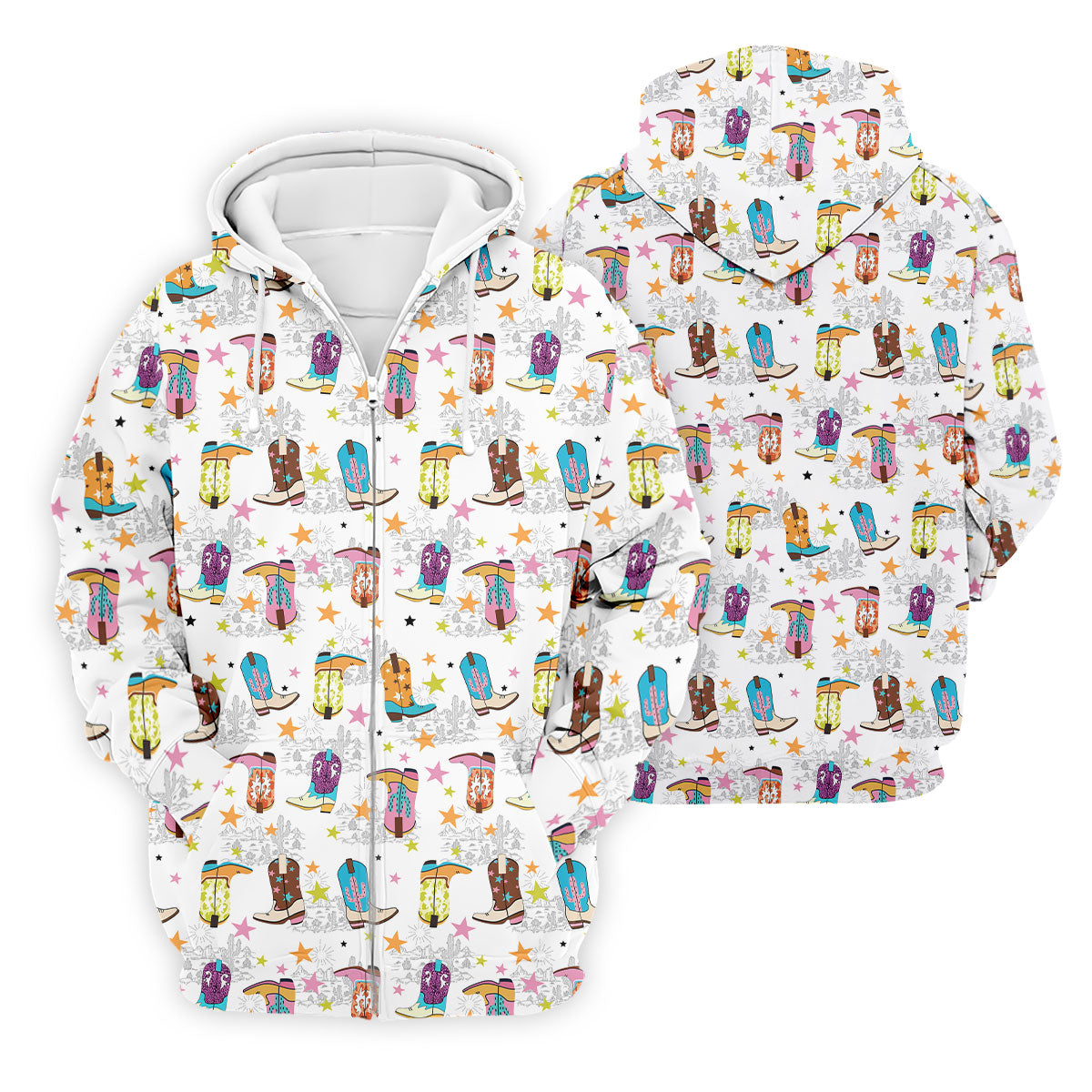 Colorful Western Cowboy Boots Pattern Hawaiian Golf Shirt, Golf Apparel For Men, Mens Golf Polo