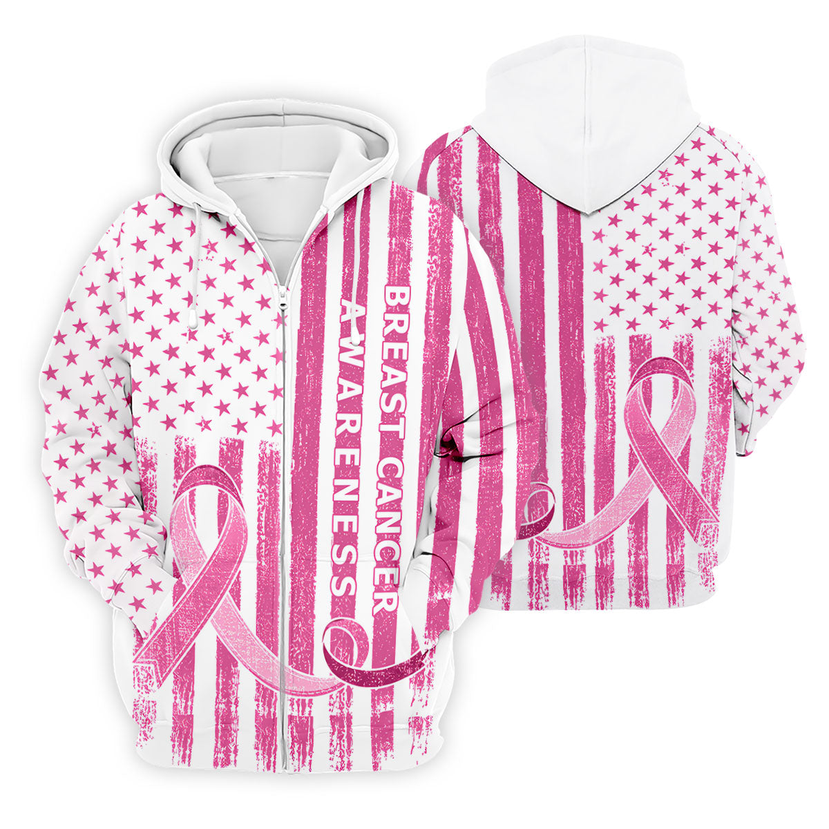 American Flag Breast Cancer Ribbon Polo Shirt, Mens Golf Polo, Printed Golf Shirts