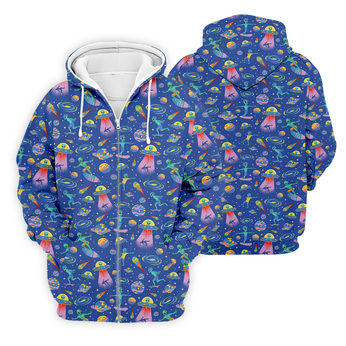 Surfing Alien Space Galaxy Hawaiian Golf Shirt, Hawaiian Golf Shirt, Golf Shirts For Men