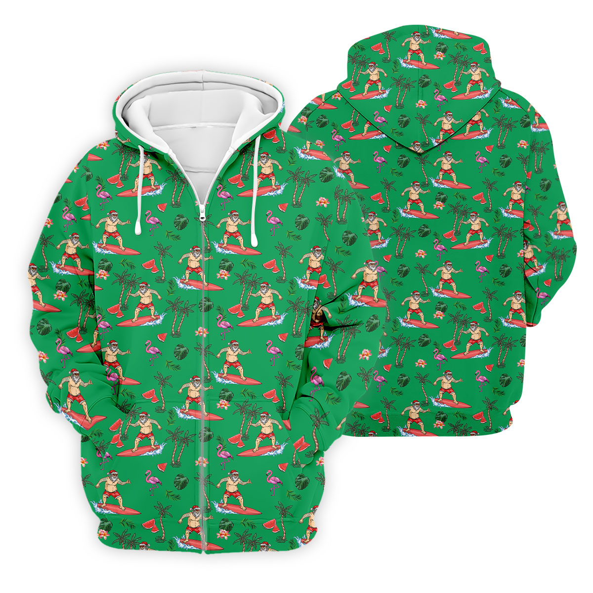 Surfing Santa Tropical Beach Golf Polo Shirt, Christmas Golf Shirt, Printed Golf Shirts, Golf Apparel For Men