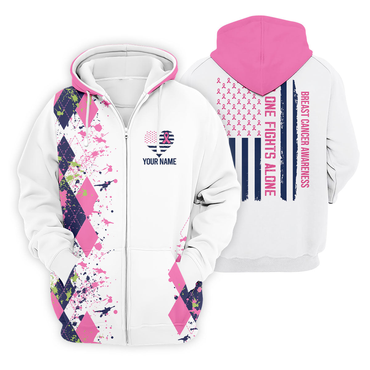 Custom No One Fights Alone Breast Cancer Shirt, Golf Polo Shirts For Men, Mens Golf Shirts
