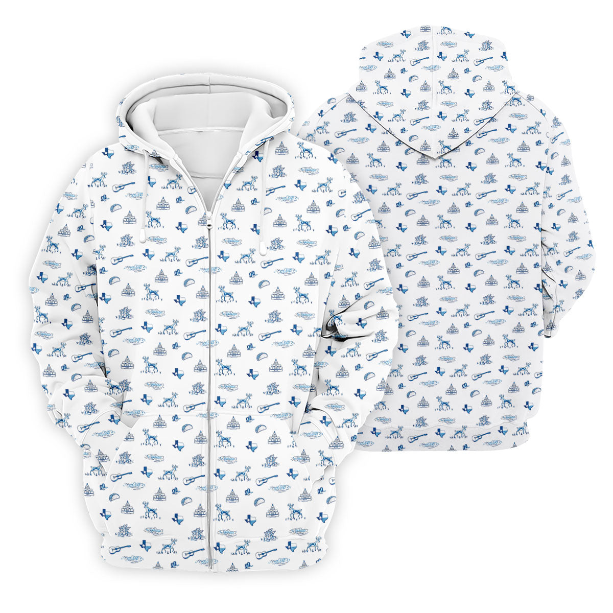 White Texas Icons Pattern Golf Polo Shirt, Hawaiian Golf Shirt, Golf Apparel For Men