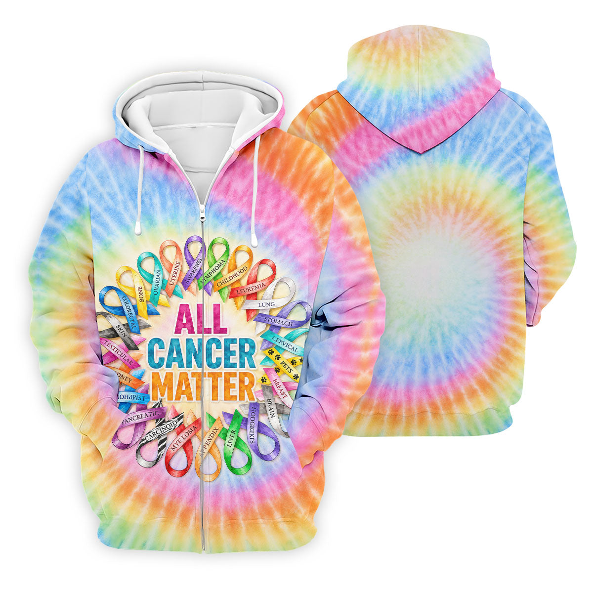 All Cancer Matter Colorful Ribbon Polo Shirt, Mens Golf Polo, Golf Apparel For Men