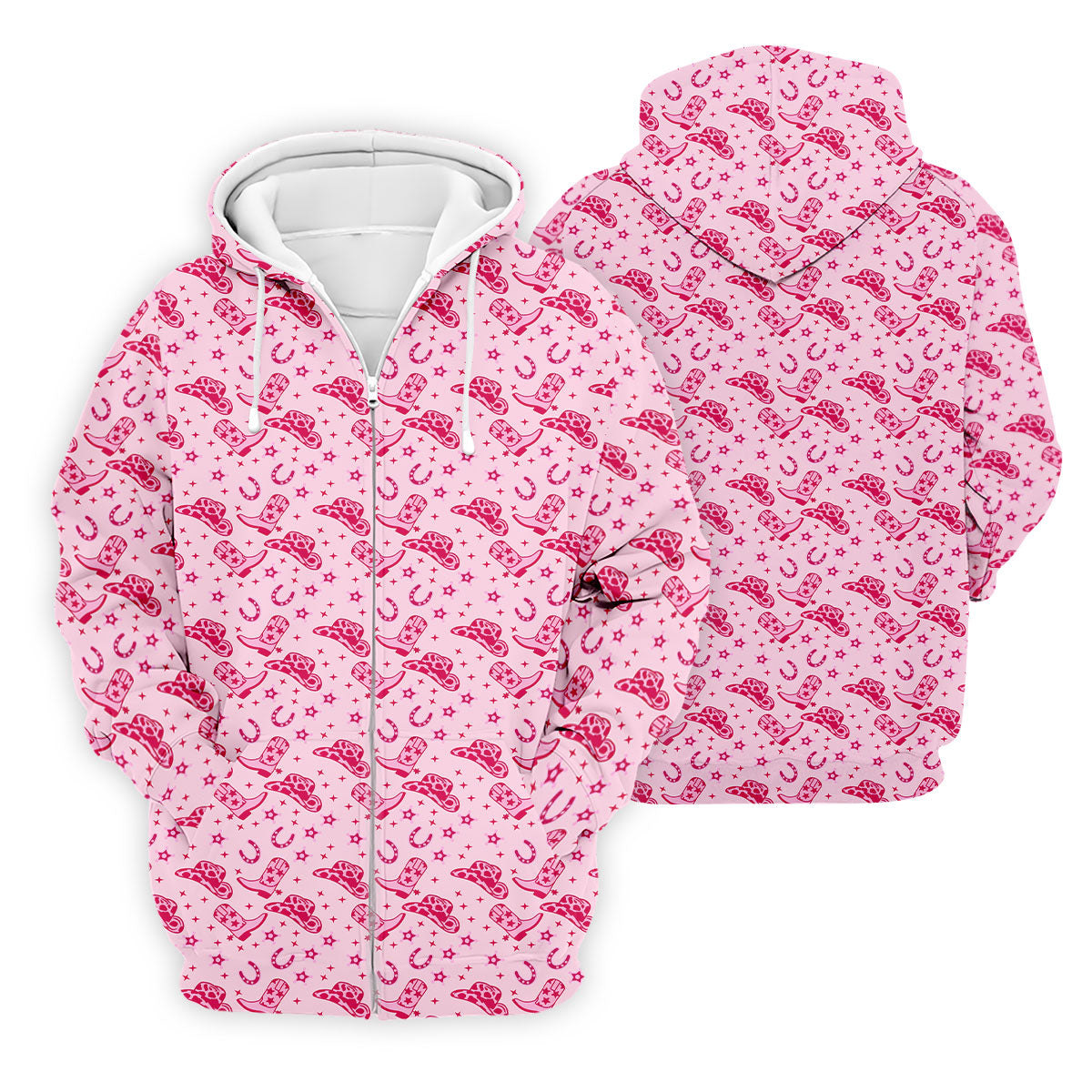 Pink Cowgirl Boots Hat Pattern Hawaiian Golf Shirt, Golf Polo Shirts For Men, Mens Golf Apparel