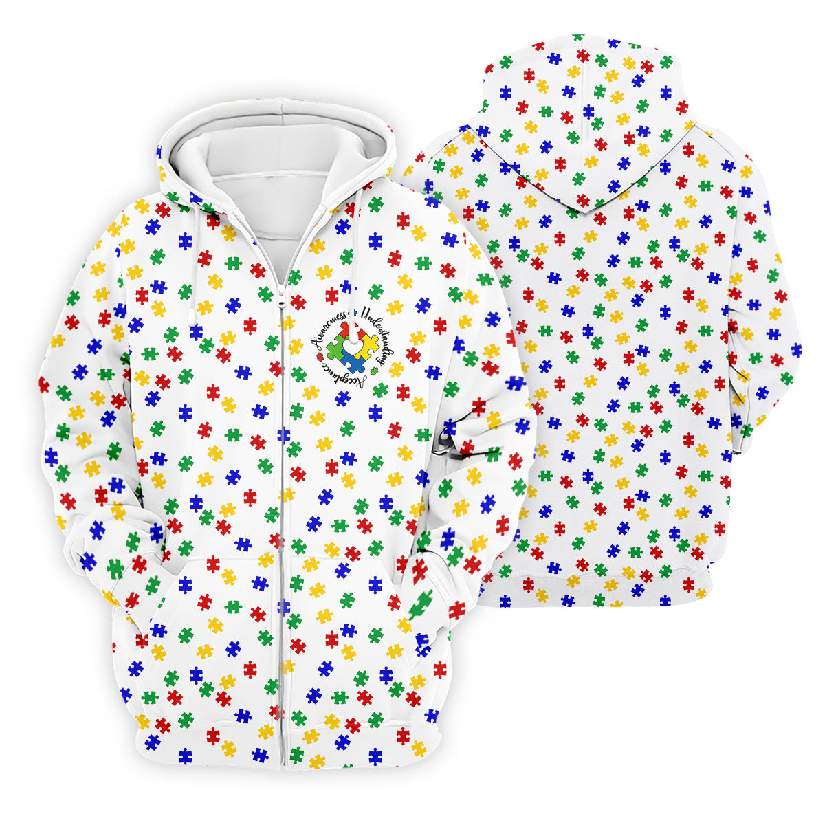 Awareness Understanding Acceptance Autism Puzzle Men's Polo Shirt, Autism Awareness Shirt, Golf Shirts For Men