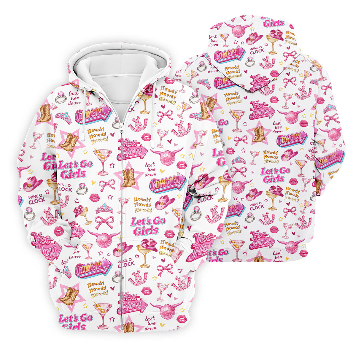 Pink Cowgirl Western Party Icons Golf Polo Shirt, Golf Shirts For Men, Mens Golf Apparel
