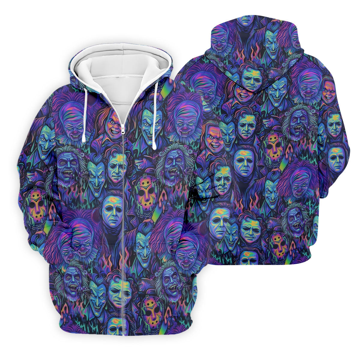 Neon Horror Character Villains Halloween Golf Shirt, Mens Golf Polo, Golf Apparel For Men