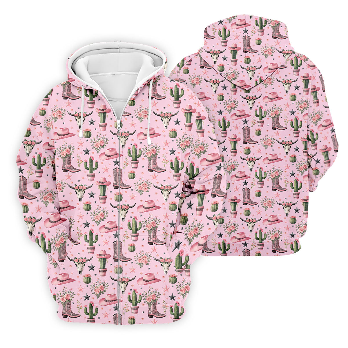 Pink Western Boots Roses Cactus Pattern Hawaiian Golf Shirt, Printed Golf Shirts, Mens Golf Apparel