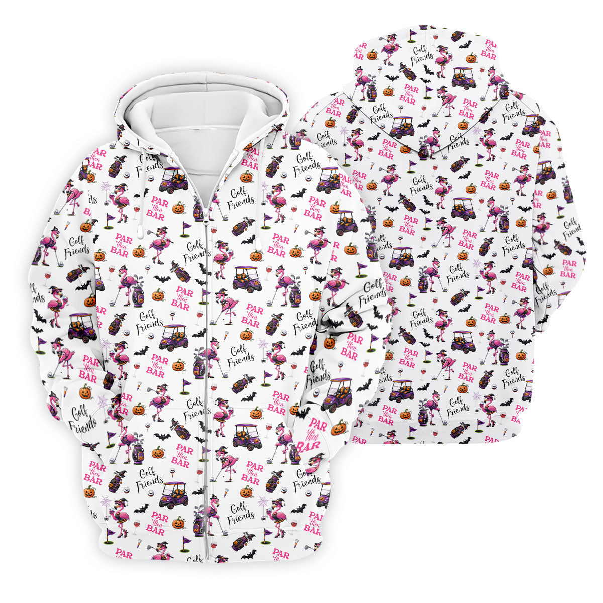 White Par Then Bar Flamingo Halloween Shirt, Mens Golf Apparel, Polo Shirts For Men