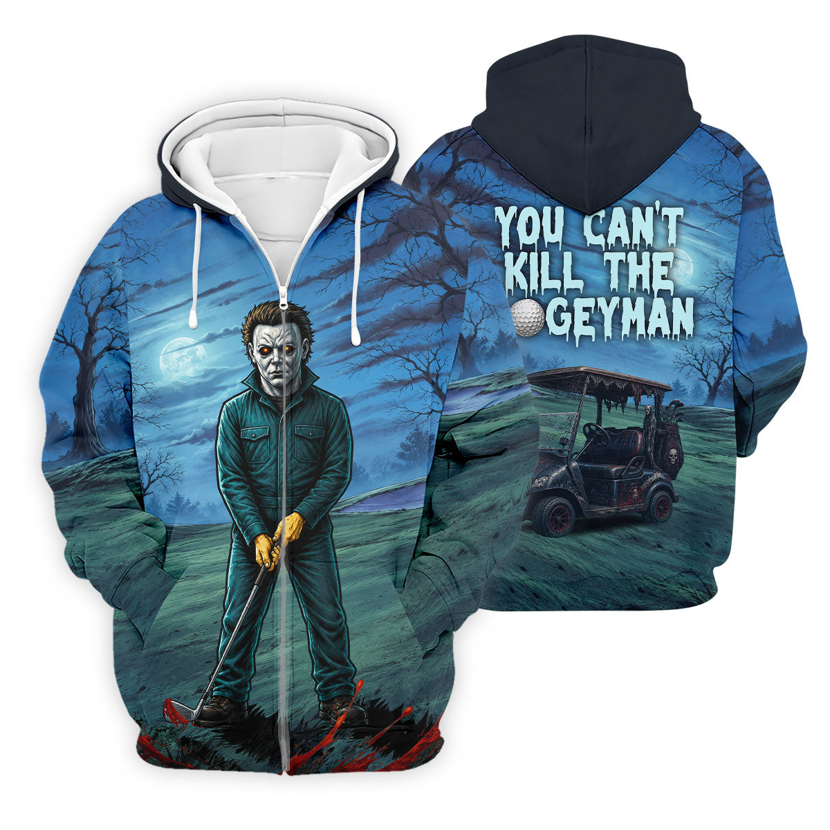 You Cant Kill The Bogeyman Horror Character Golf Polo Shirt, Halloween Golf Shirt, Mens Golf Shirts