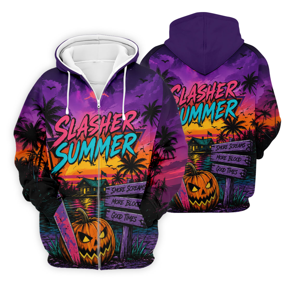 Slasher Summer Halloween Golf Shirt, Printed Golf Shirts, Hawaiian Golf Shirt